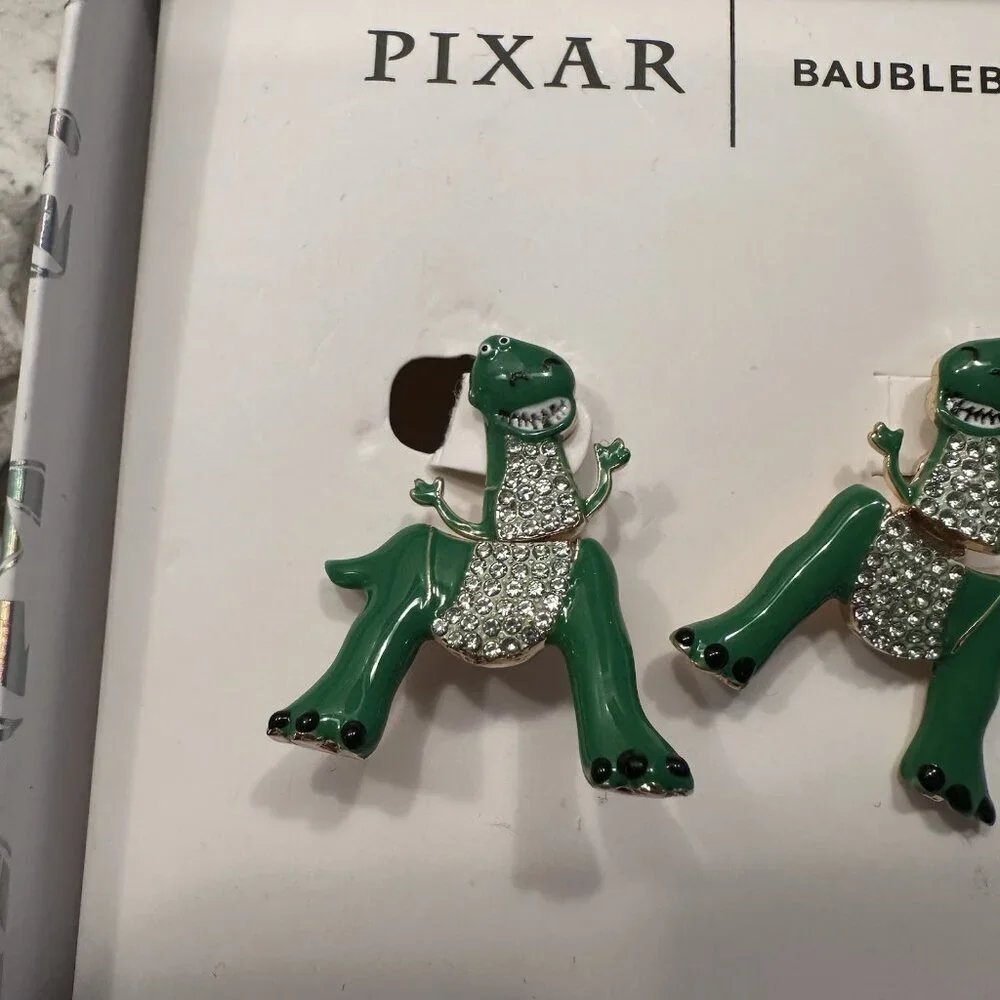 Baublebar X Pixar Disney Toy Story Rex Dinosaur Earrings Green Gold NEW